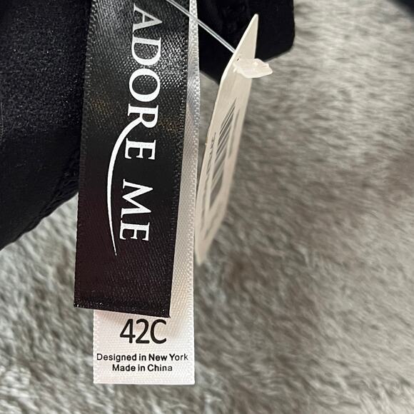 NWT Adore Me Jet Black Velvet and Lace Luxabell Full Coverage Bra 42C - Picture 4 of 5